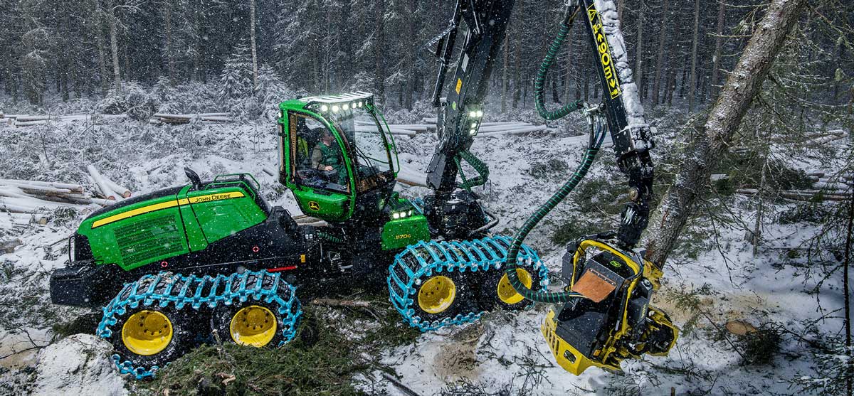 abatteuse en hiver john deere